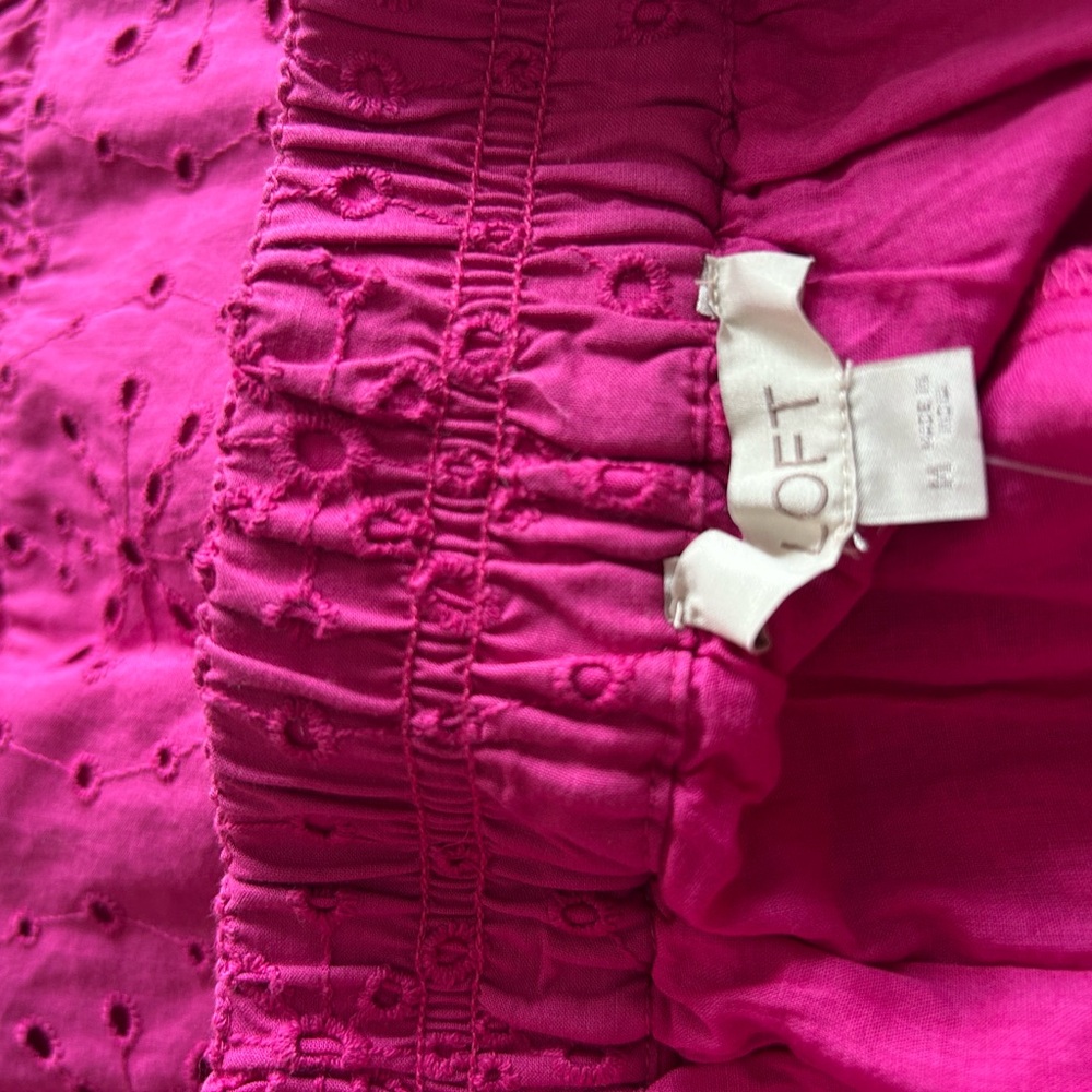 LOFT Fuchsia Eyelet Ruffle Mini Skirt - Picture 4 of 5